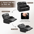 FURNIMAT Loveseat Recliner Sofa 2 Seater PU Leather Couch with USB Cup Holders