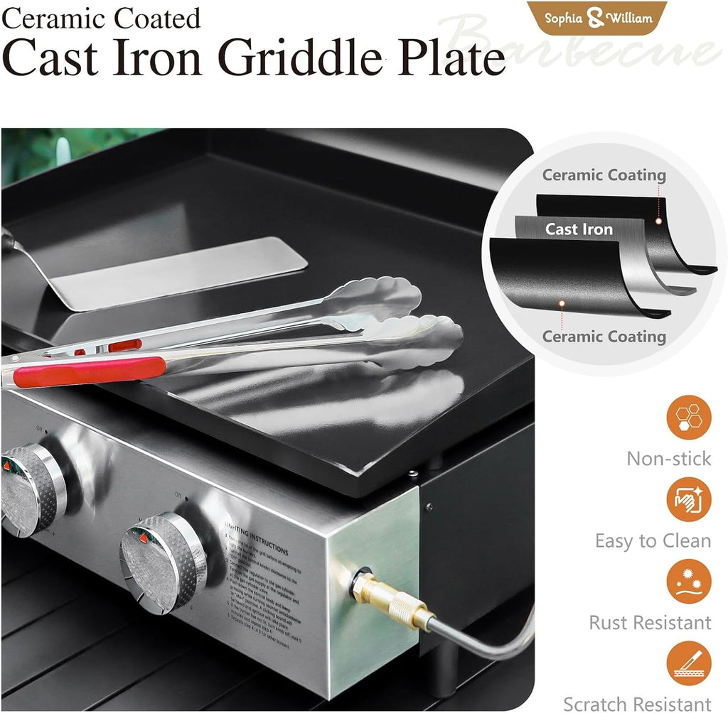 Sophia & William Charcoal and Gas Grill Combo with Side Burner Dual Fuel BBQ Grill