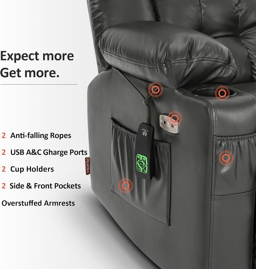MCombo Dual Motor Power Lift Recliner Chair for Elderly with Heat Massage USB