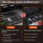 Sophia & William Charcoal and Gas Grill Combo with Side Burner Dual Fuel BBQ Grill