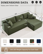 HANXIN Cloud Sectional Sofa L Shape Chaise Deep Seat Modular Living Room Couch