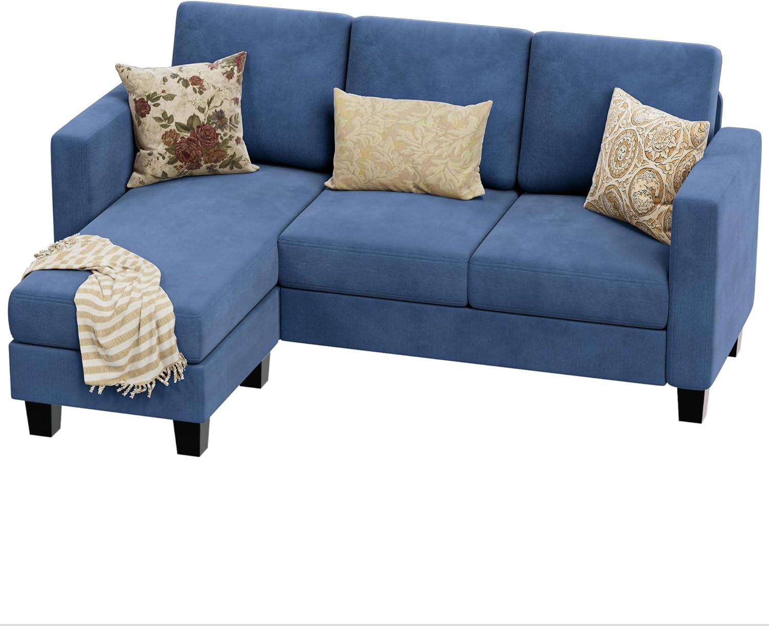 VICTONE Convertible L Shaped Sectional Sofa Couch 3 Seat with Ottoman