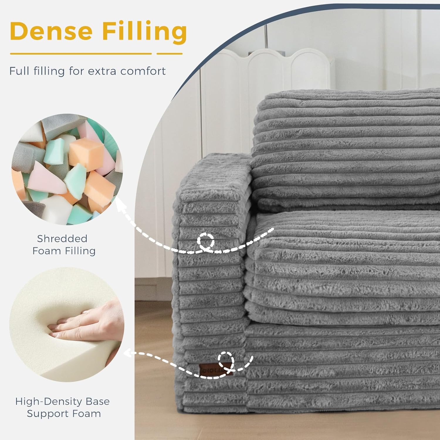 MAXYOYO Two Seat Bean Bag Sofa with Pillows and Armrests for Adults