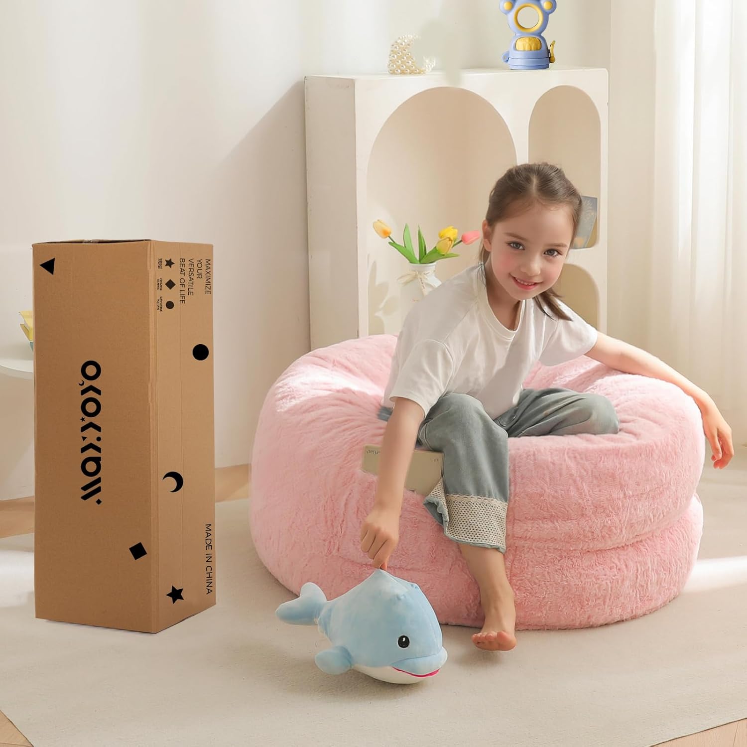 MAXYOYO Convertible Bean Bag Chair Bed for Kids with Foam Filling