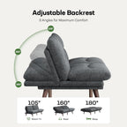 Marsail Futon Sofa Bed Convertible Corduroy Loveseat with Adjustable Backrest