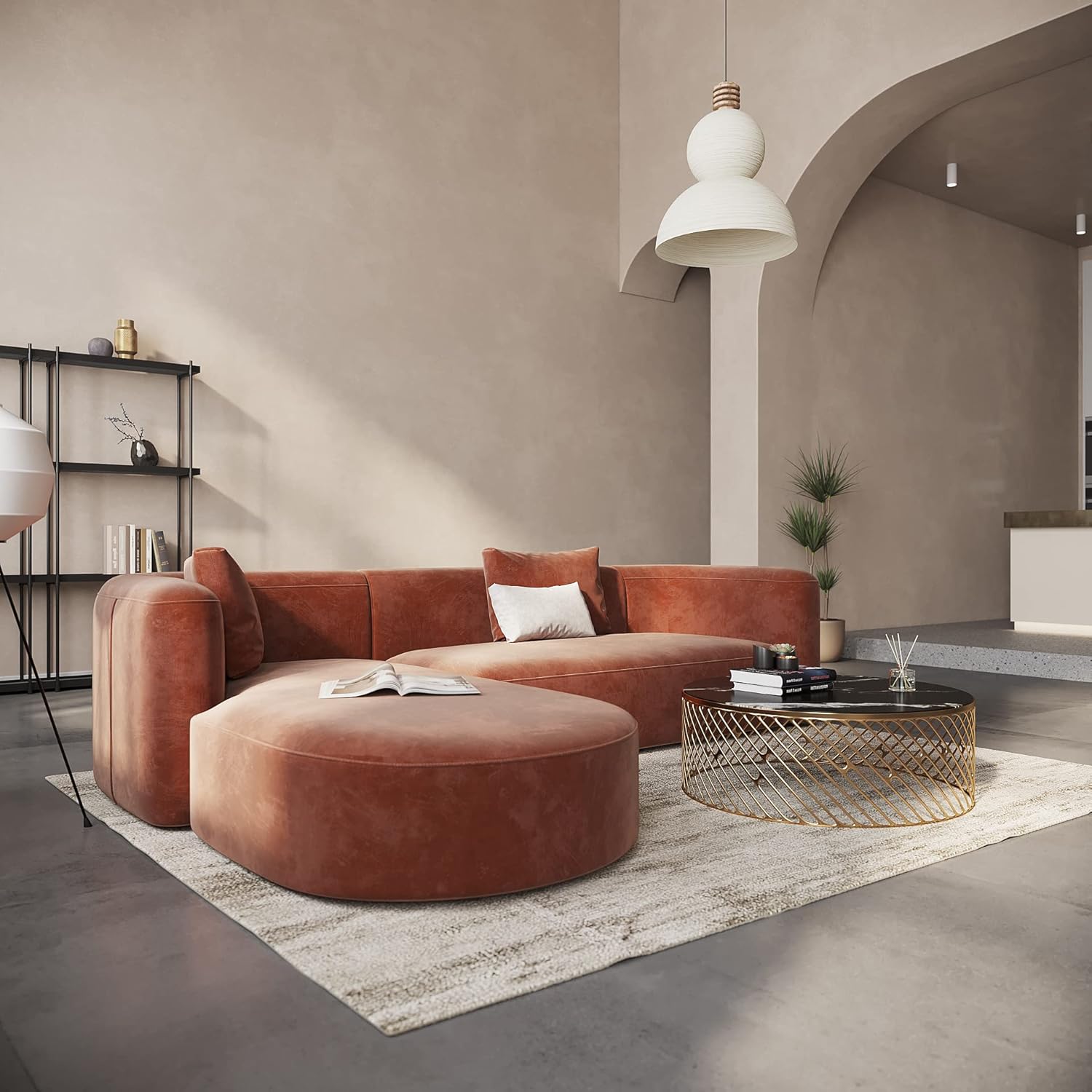 Acanva Luxury Velvet Sofa 3 Seater Modern Curved Back Couch for Living Room