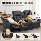 YONISEE 3 Seat Recliner Sofa Large Manual Reclining Couch with Storage Console