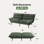 Marsail Futon Sofa Bed Convertible Corduroy Loveseat with Adjustable Backrest
