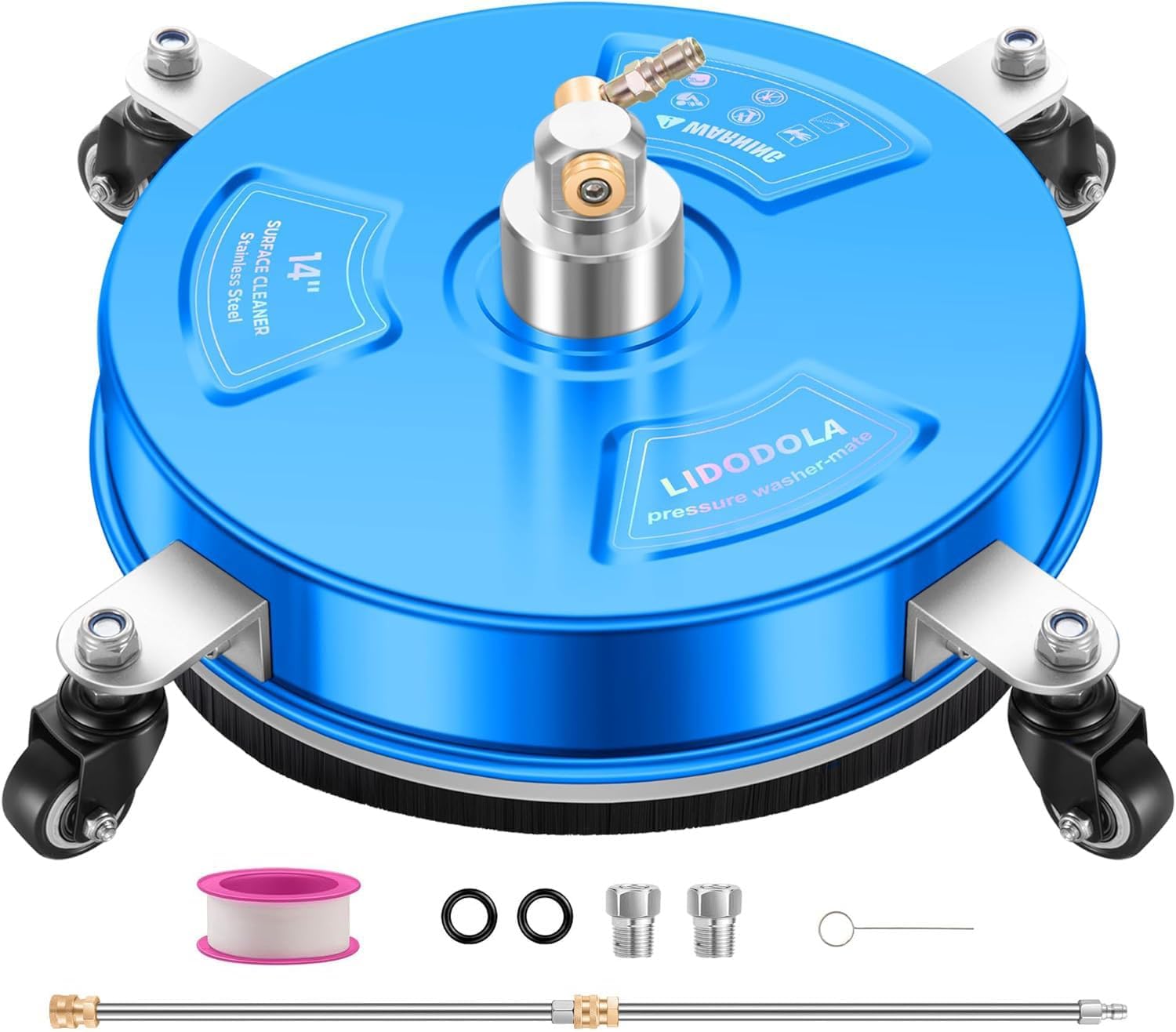 LidoDola 14 Inch Pressure Washer Surface Cleaner with Wheels for Concrete Patio Deck