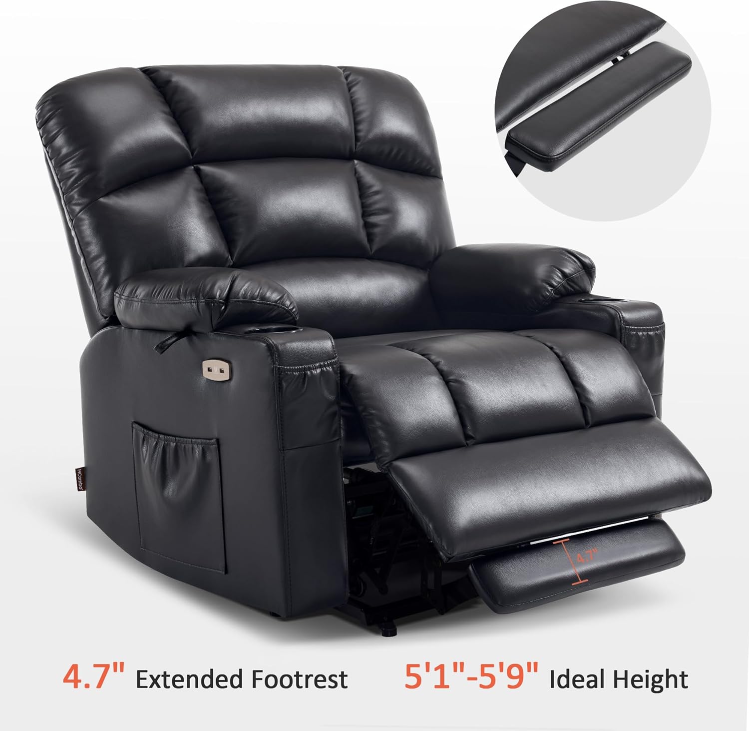 MCombo Large Power Lift Recliner Chair with Dual Motor Massage Heat Faux Leather