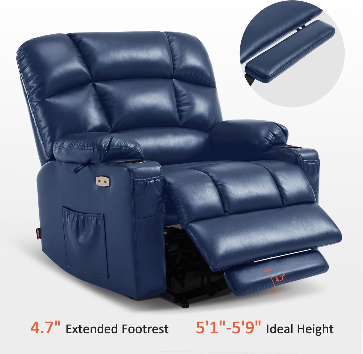 MCombo Large Power Lift Recliner Chair with Dual Motor Massage Heat Faux Leather
