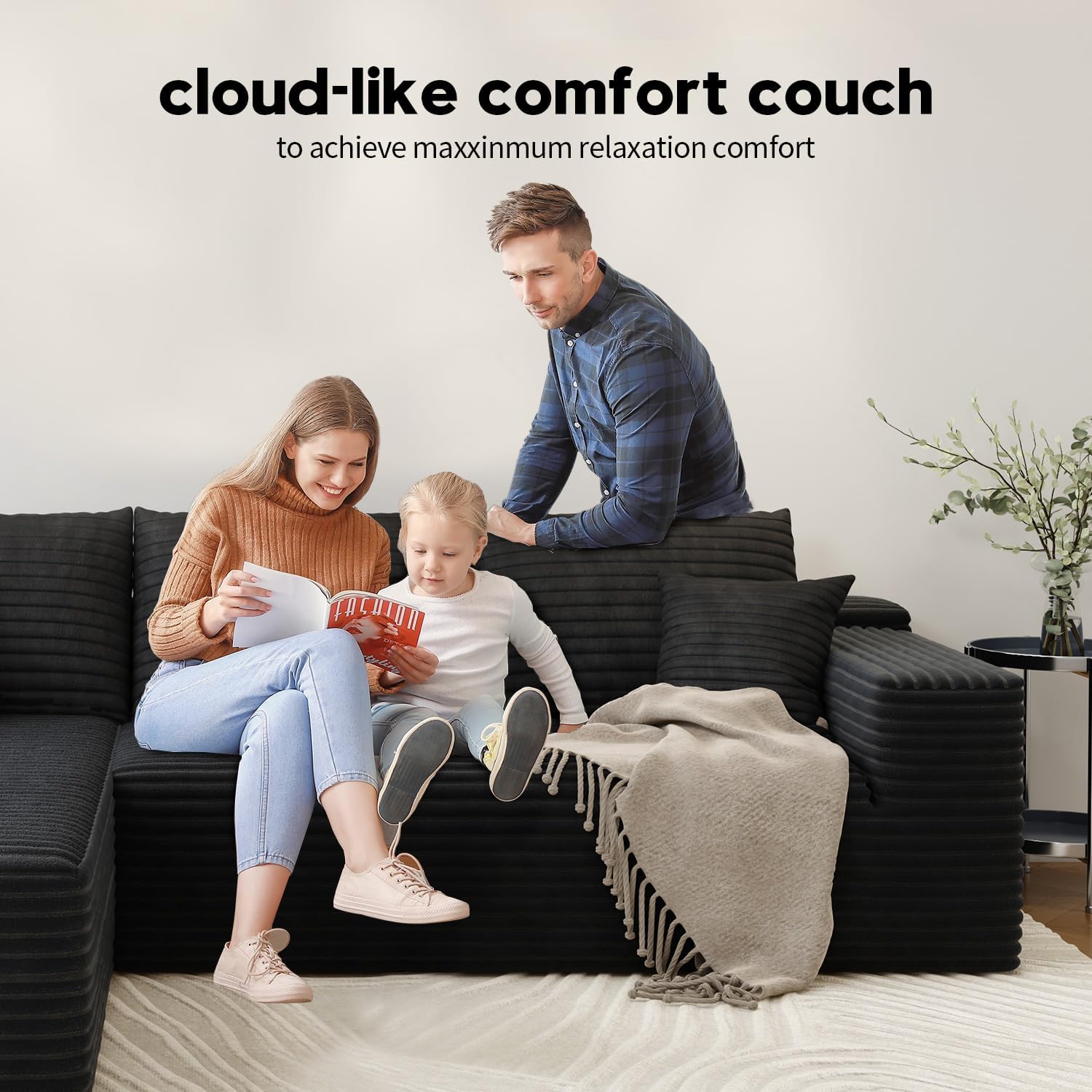 Settab Cloud Modular Sectional Sofa U Shaped Deep Seat Living Room Couch