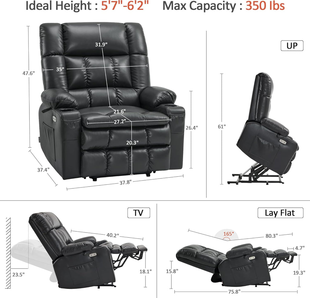 MCombo Dual Motor Power Lift Recliner Chair for Elderly with Heat Massage USB