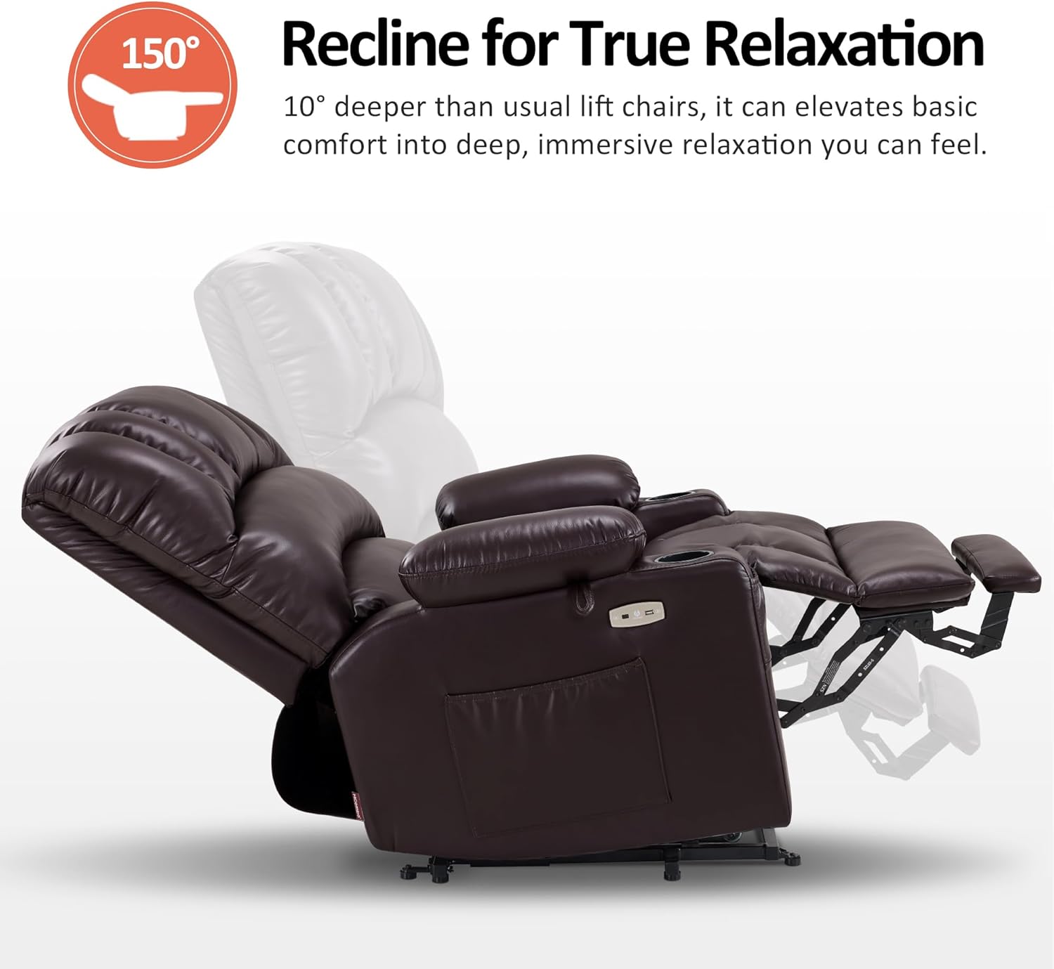 MCombo Power Lift Recliner Chair for Elderly with Heat Massage USB Cup Holders