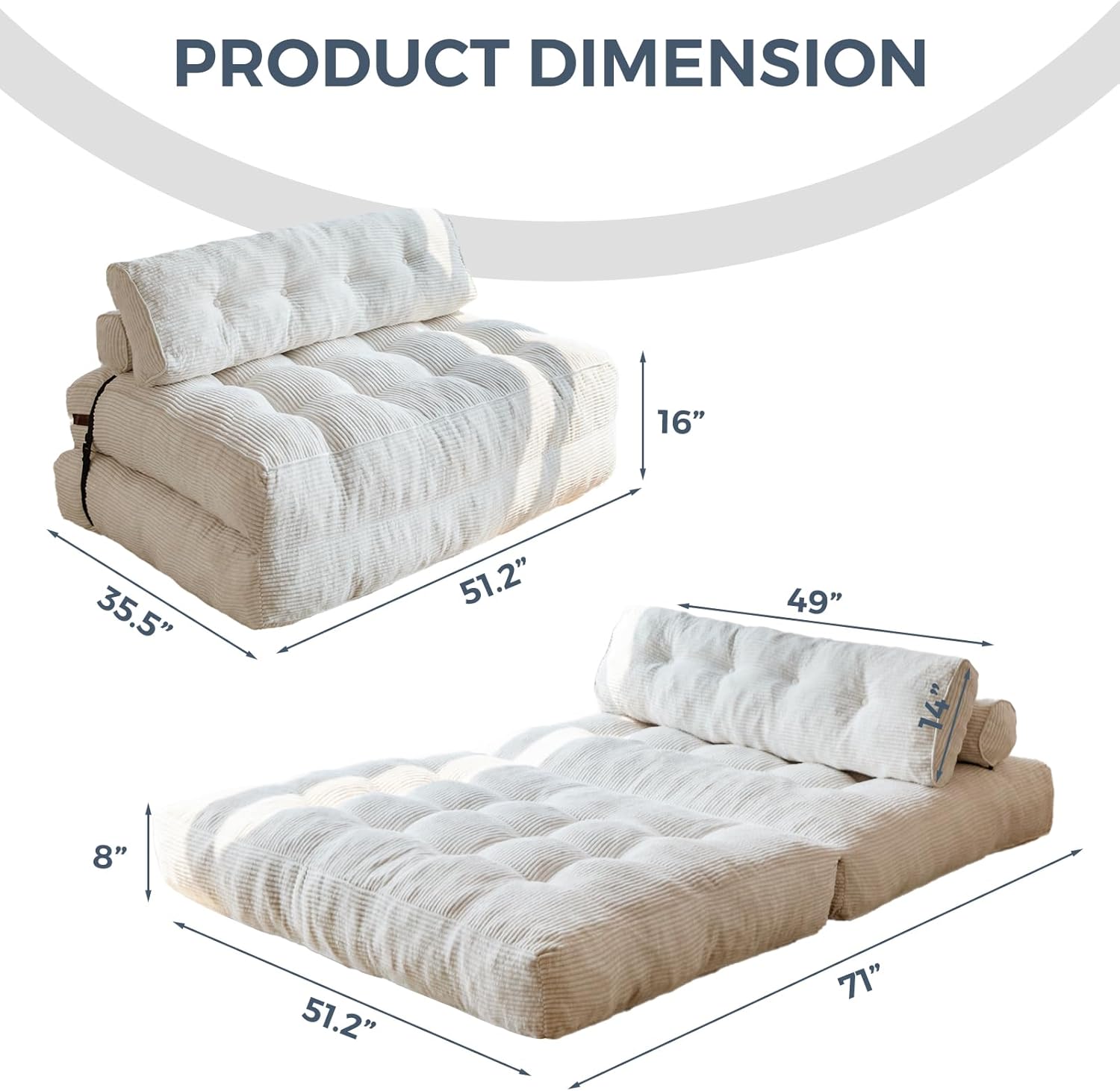 MAXYOYO Folding Sofa Bed Convertible Sleeper Chair with Pillow