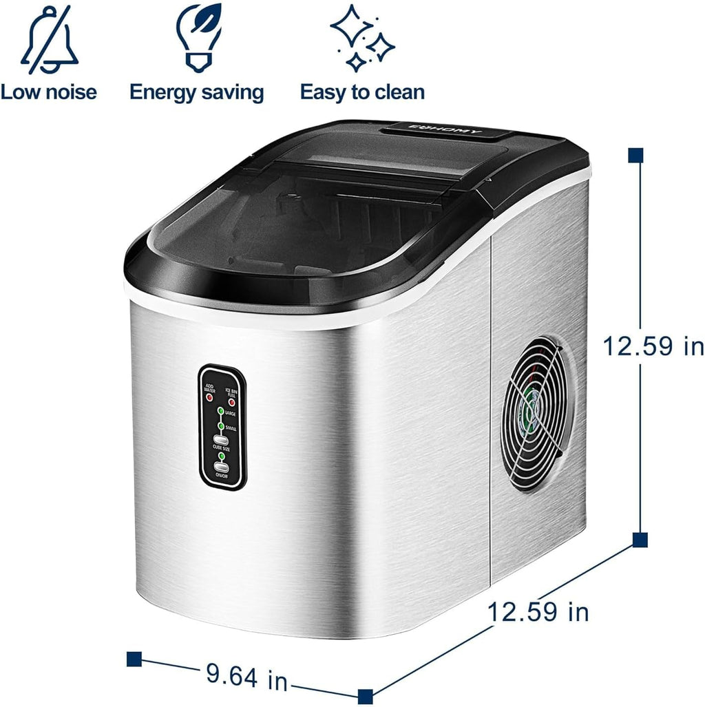 EUHOMY Nugget Ice Maker Countertop Portable 34lbs Daily with Handle