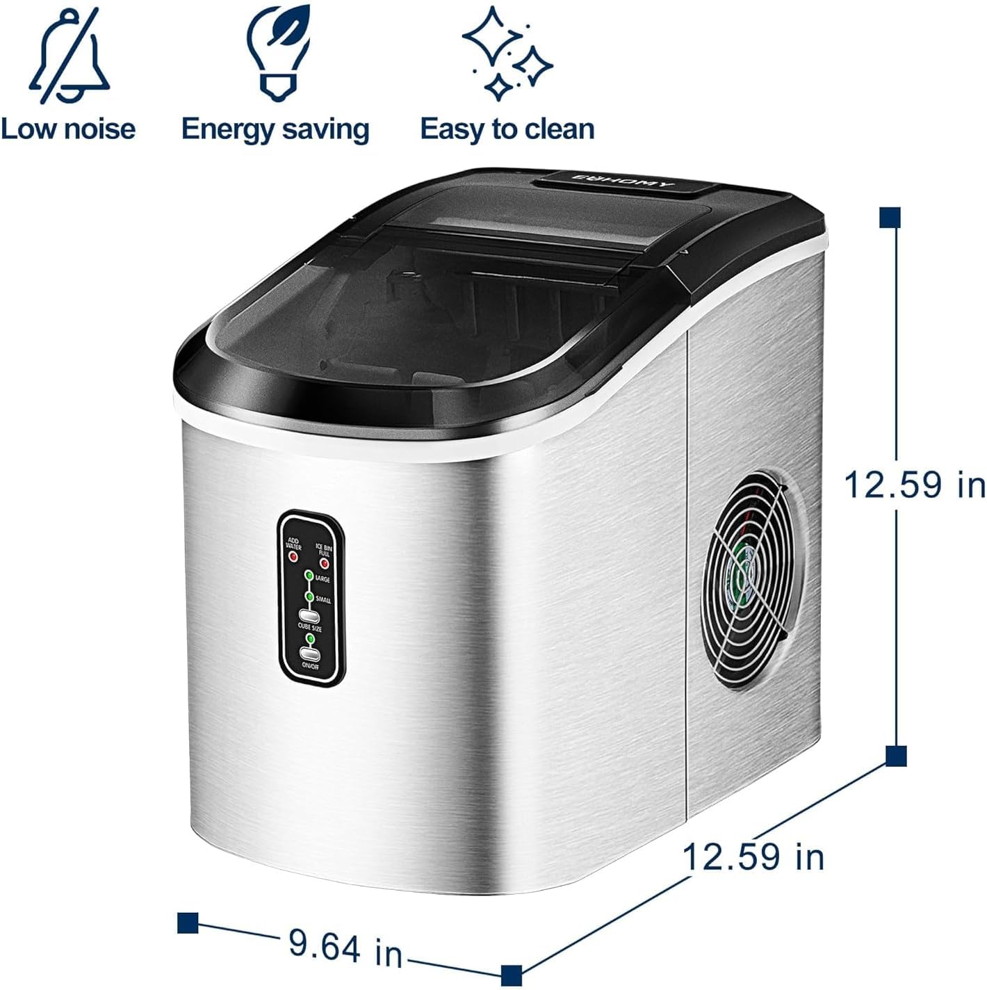 EUHOMY Nugget Ice Maker Countertop Portable 34lbs Daily with Handle