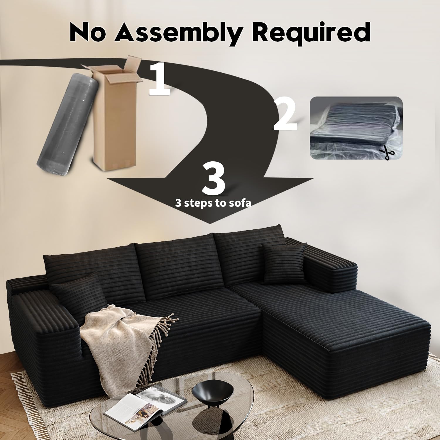 Settab Cloud Modular Sectional Sofa U Shaped Deep Seat Living Room Couch