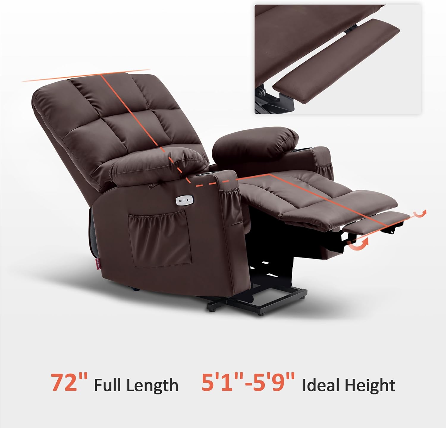 MCombo Large Power Lift Recliner Chair with Dual Motor Massage Heat Faux Leather
