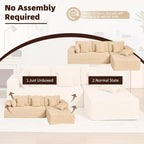 Afuson Boneless Sectional Sofa L Shape Deep Seat Cloud Couch Living Room
