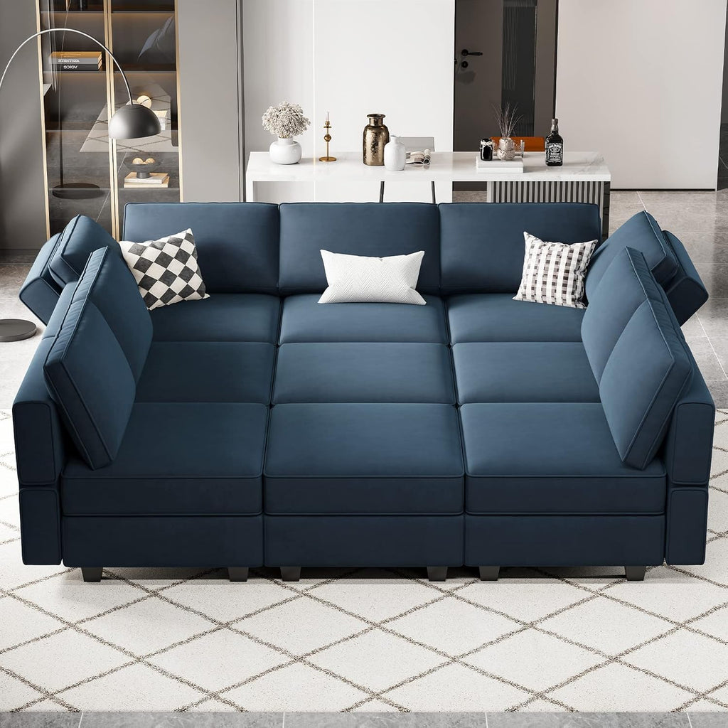 Belffin Velvet Modular Sectional Sofa with Ottoman Sleeper Bed Storage