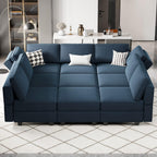 Belffin Velvet Modular Sectional Sofa with Ottoman Sleeper Bed Storage