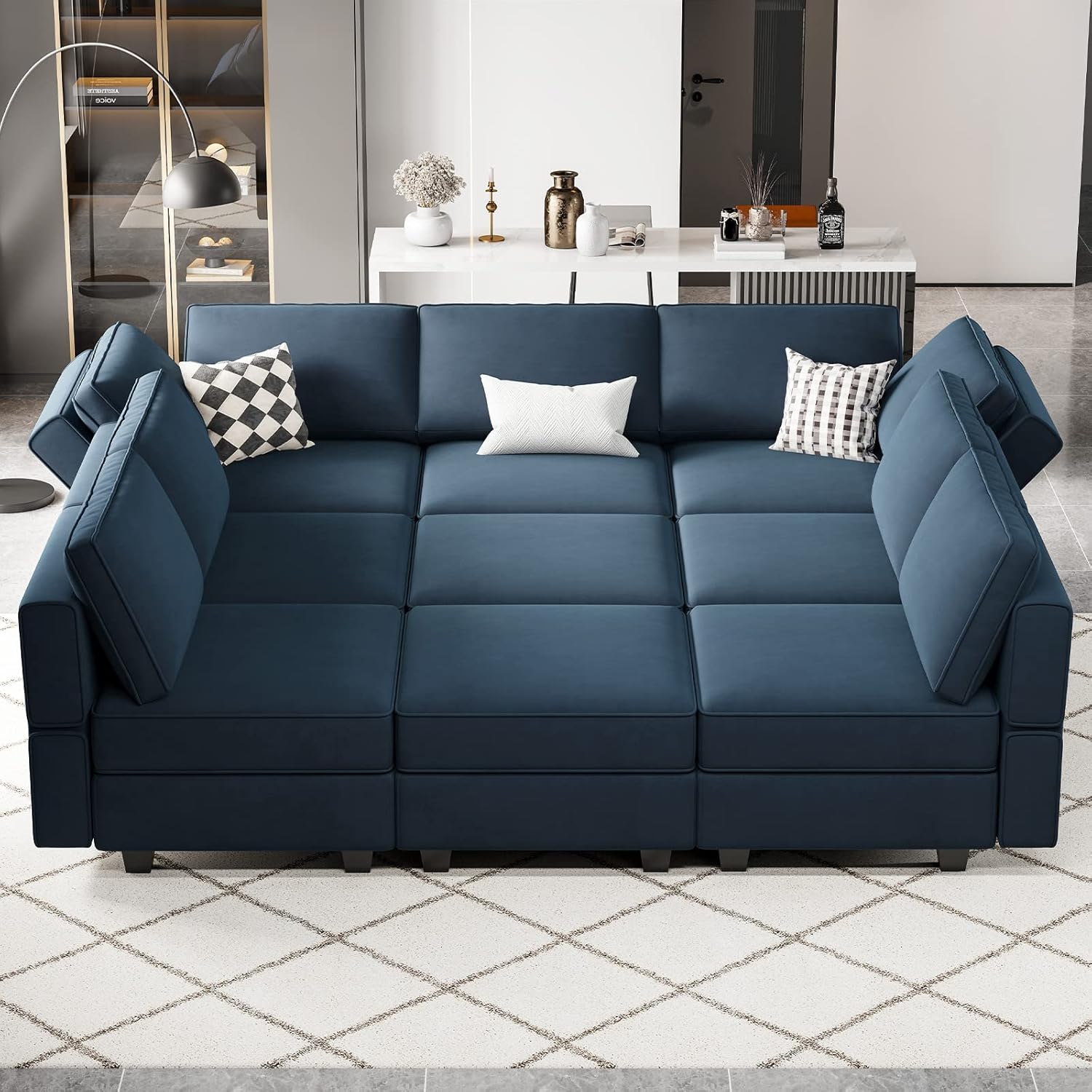 Belffin Velvet Modular Sectional Sofa with Ottoman Sleeper Bed Storage