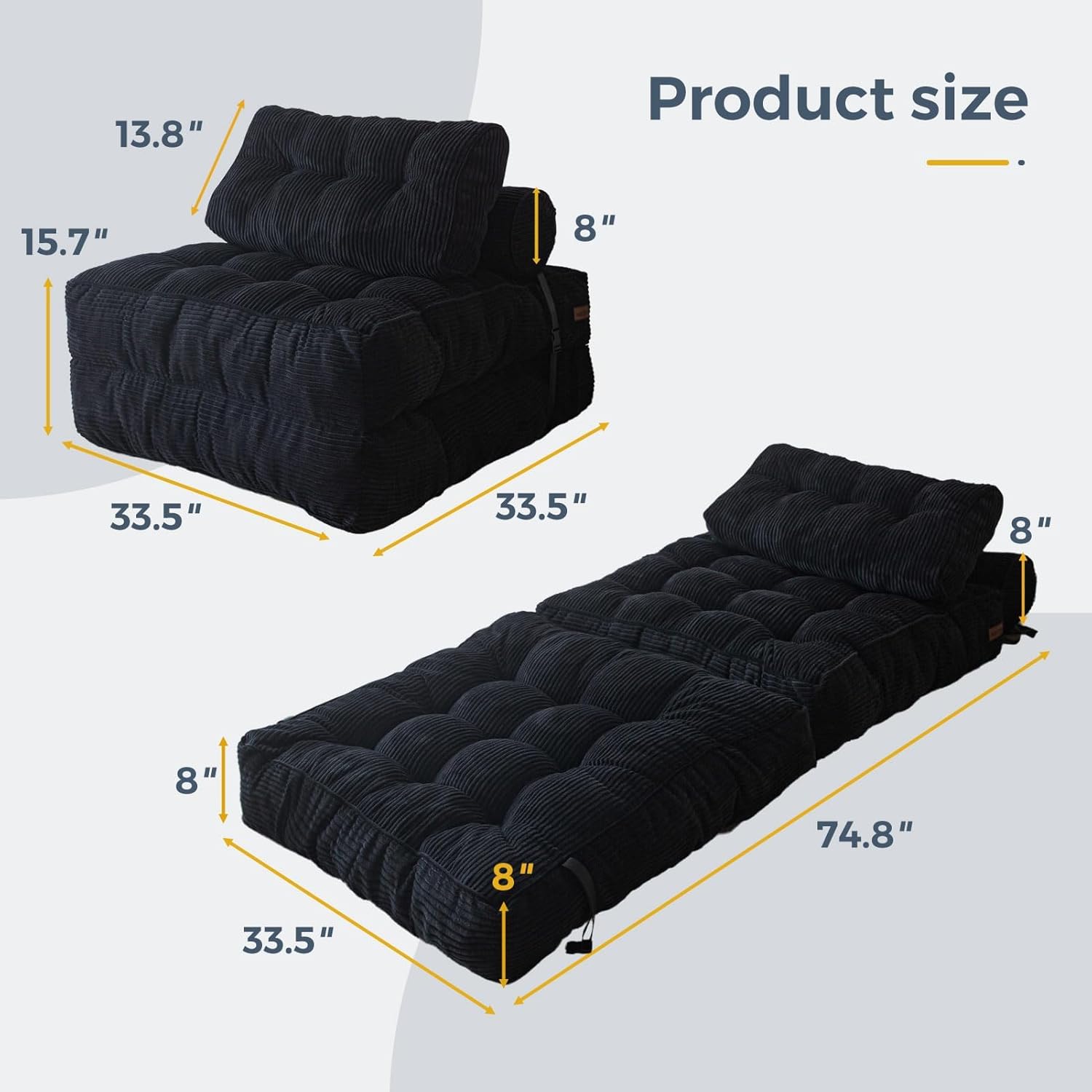 MAXYOYO Folding Sofa Bed Convertible Sleeper Chair with Pillow