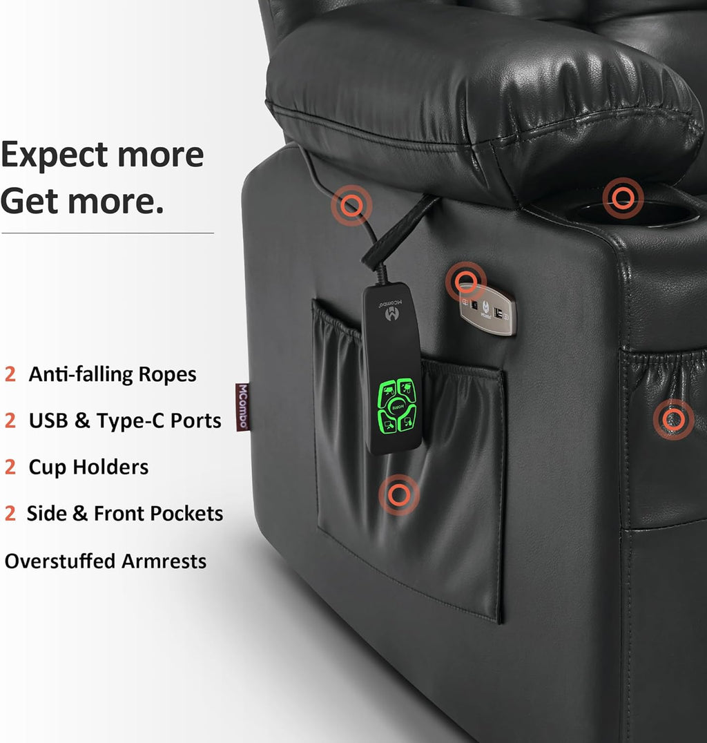 MCombo Dual Motor Power Lift Recliner Chair for Elderly with Heat Massage USB