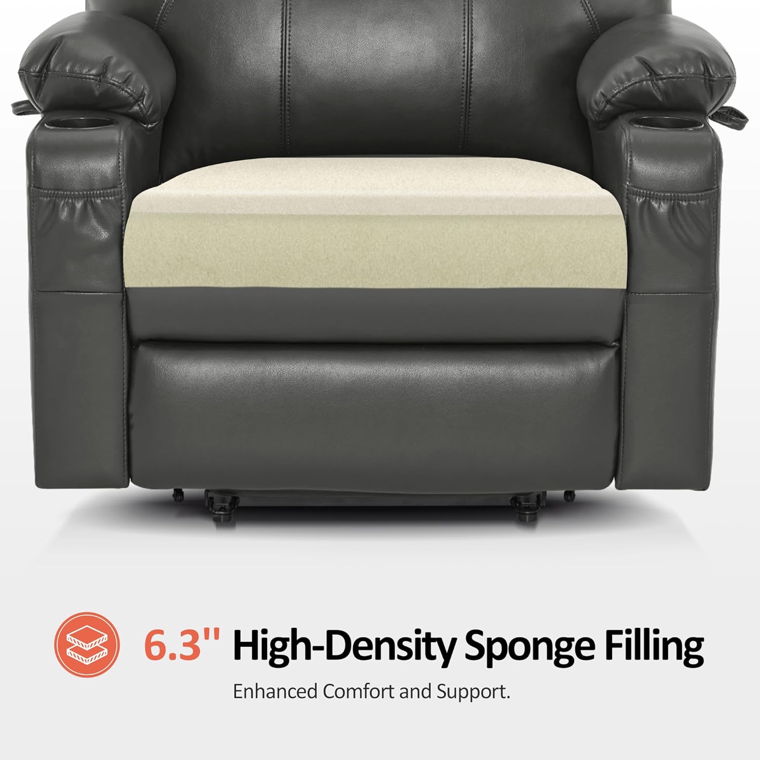 MCombo Electric Power Lift Recliner Massage Heat Chair for Elderly 3 Positions 2 Pockets USB