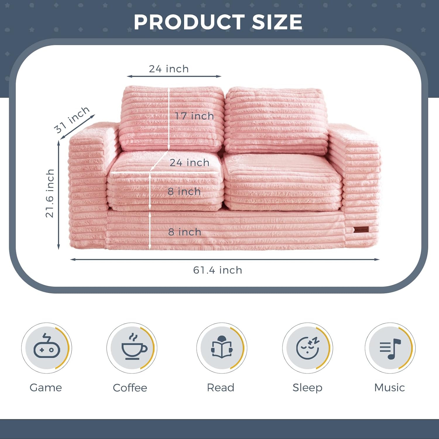 MAXYOYO Giant Bean Bag Chair for Adults with Pillows and Armrests