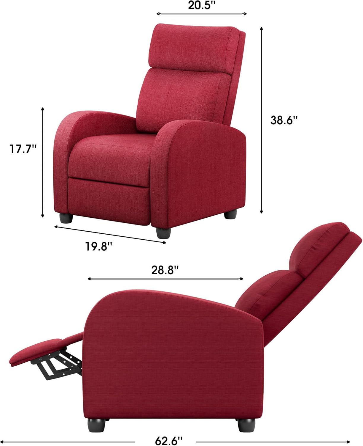 Homall Modern Recliner Chair PU Leather Padded Seat Single Sofa Home Theater