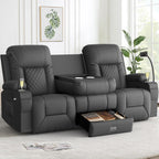 FURNIMAT Loveseat Recliner Sofa 2 Seater PU Leather Couch with USB Cup Holders