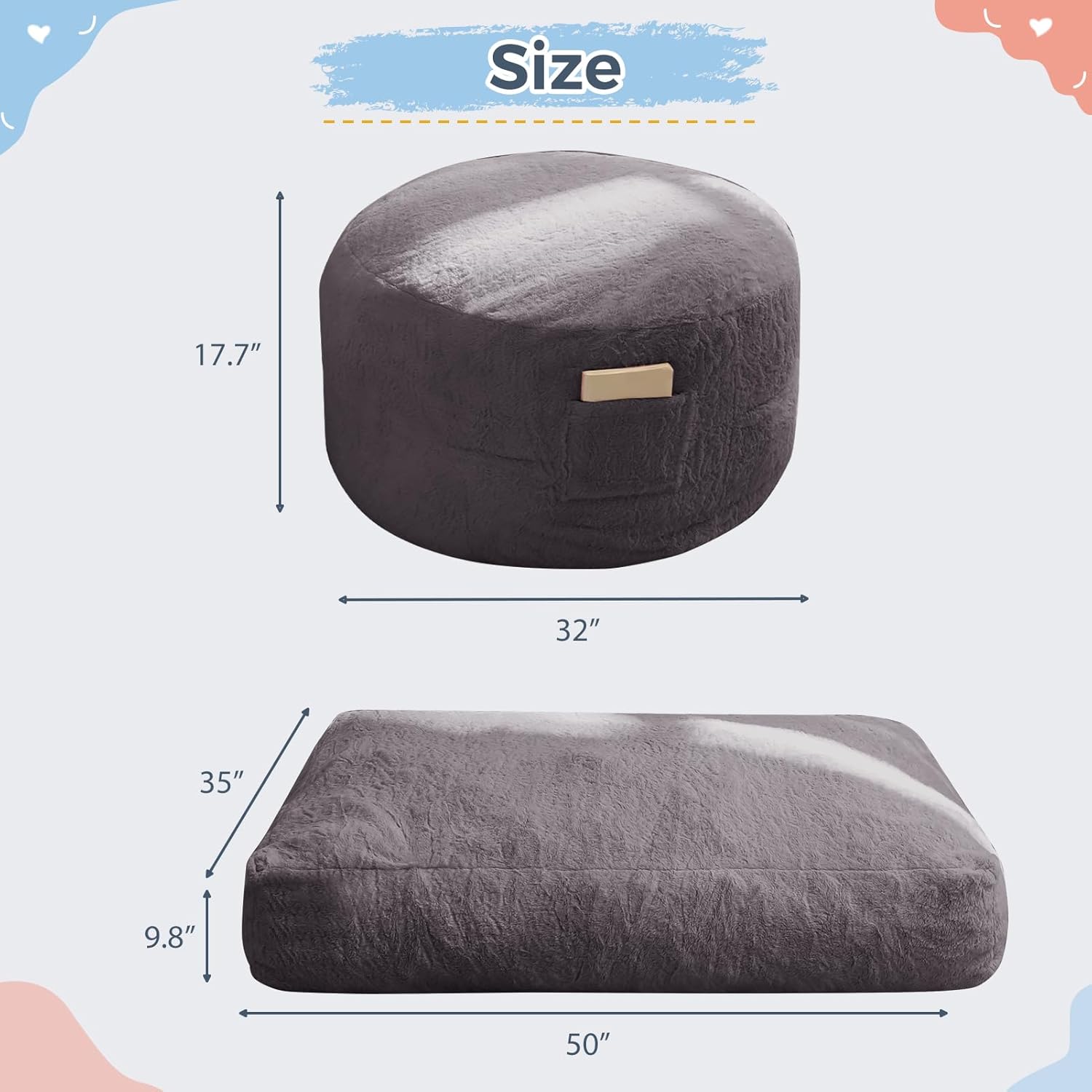 MAXYOYO Convertible Bean Bag Chair Bed for Kids with Foam Filling