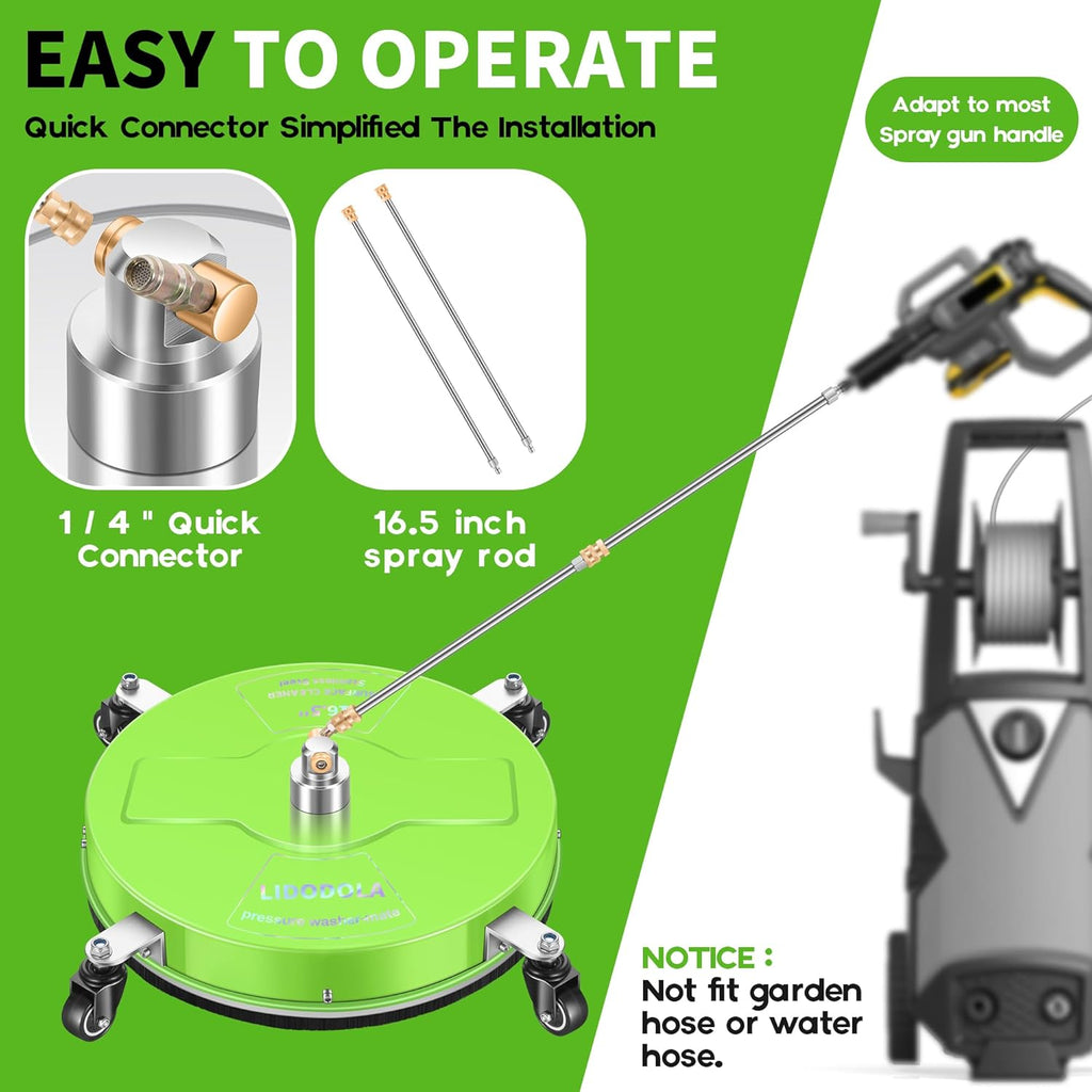 LidoDola 14 Inch Pressure Washer Surface Cleaner with Wheels for Concrete Patio Deck