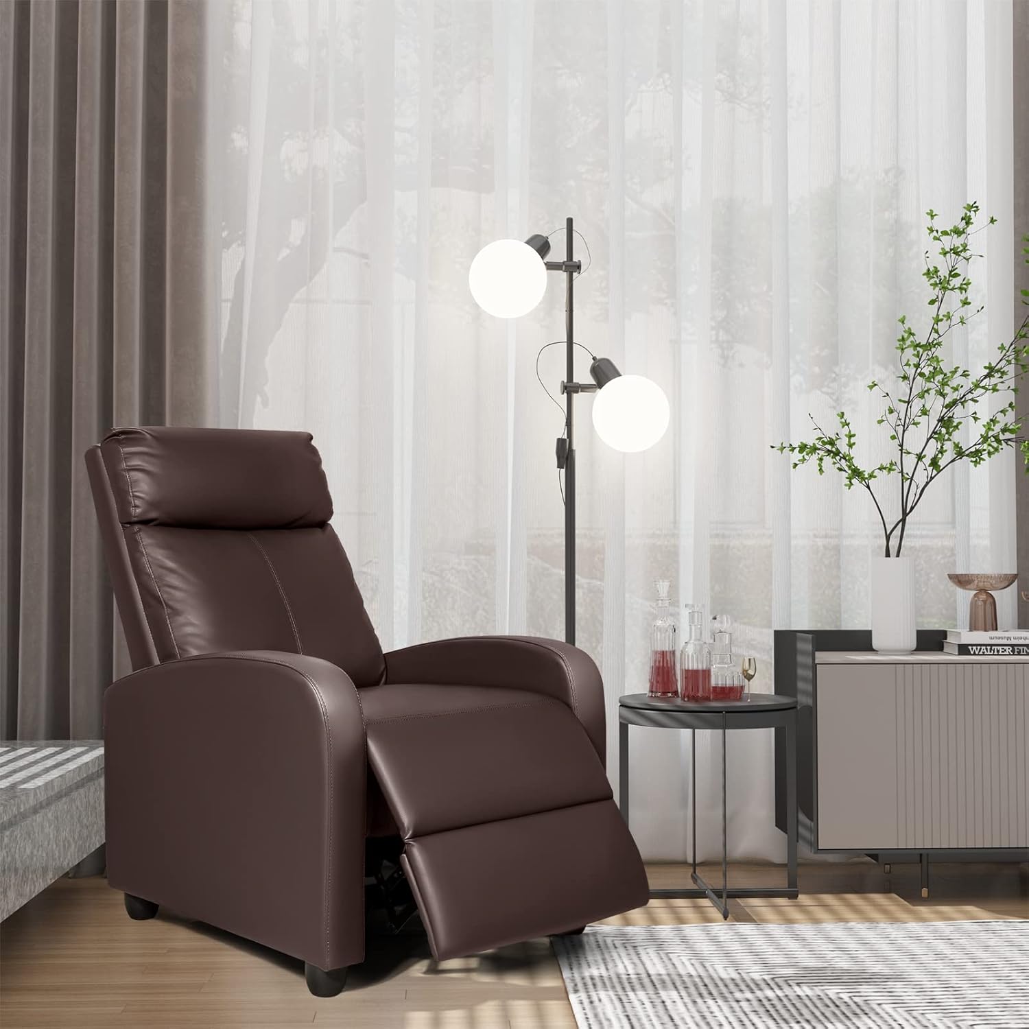 Homall Modern Recliner Chair PU Leather Padded Seat Single Sofa Home Theater