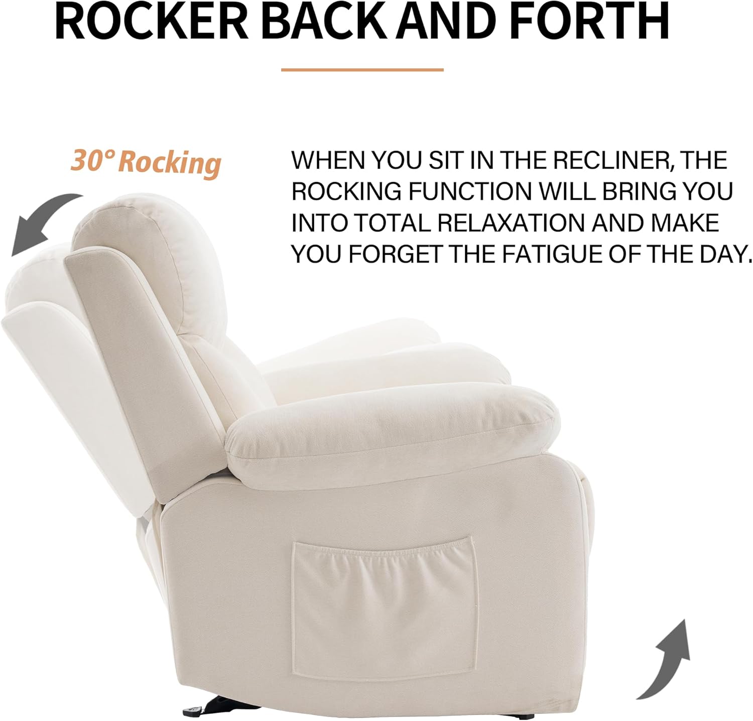 Sftaiyou Manual Rocker Recliner Chair Massage Fabric Overstuffed Soft Recliner