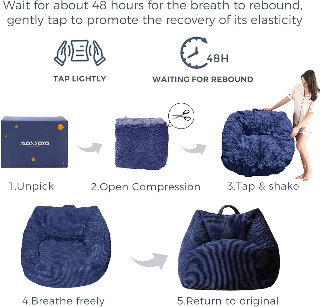 MAXYOYO Bean Bag Chair Floor Sofa with Handle and Pocket for Adults and Kids