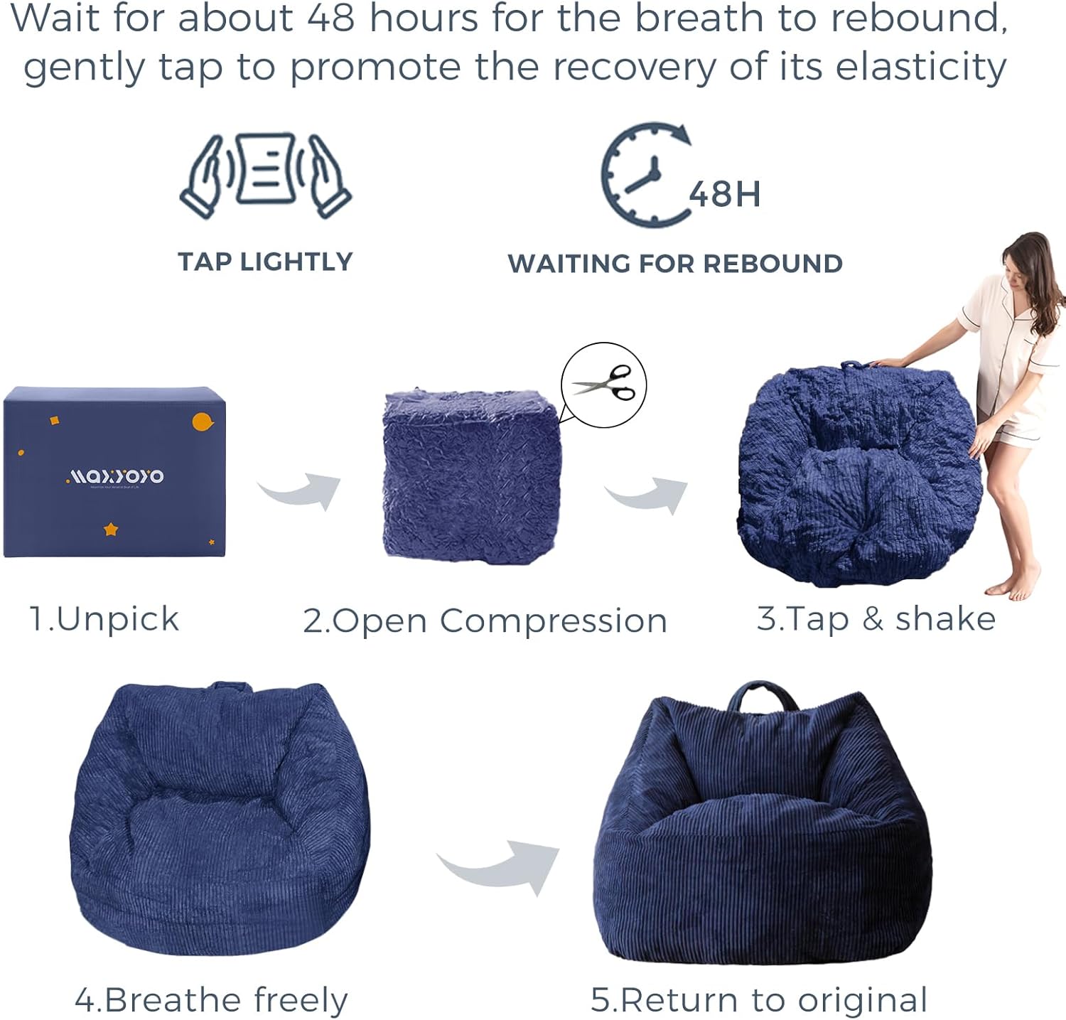 MAXYOYO Bean Bag Chair Floor Sofa with Handle and Pocket for Adults and Kids