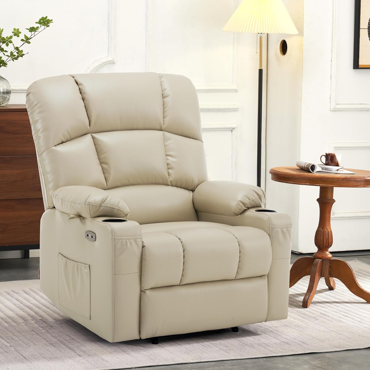 MCombo Large Power Lift Recliner Chair with Dual Motor Massage Heat Faux Leather