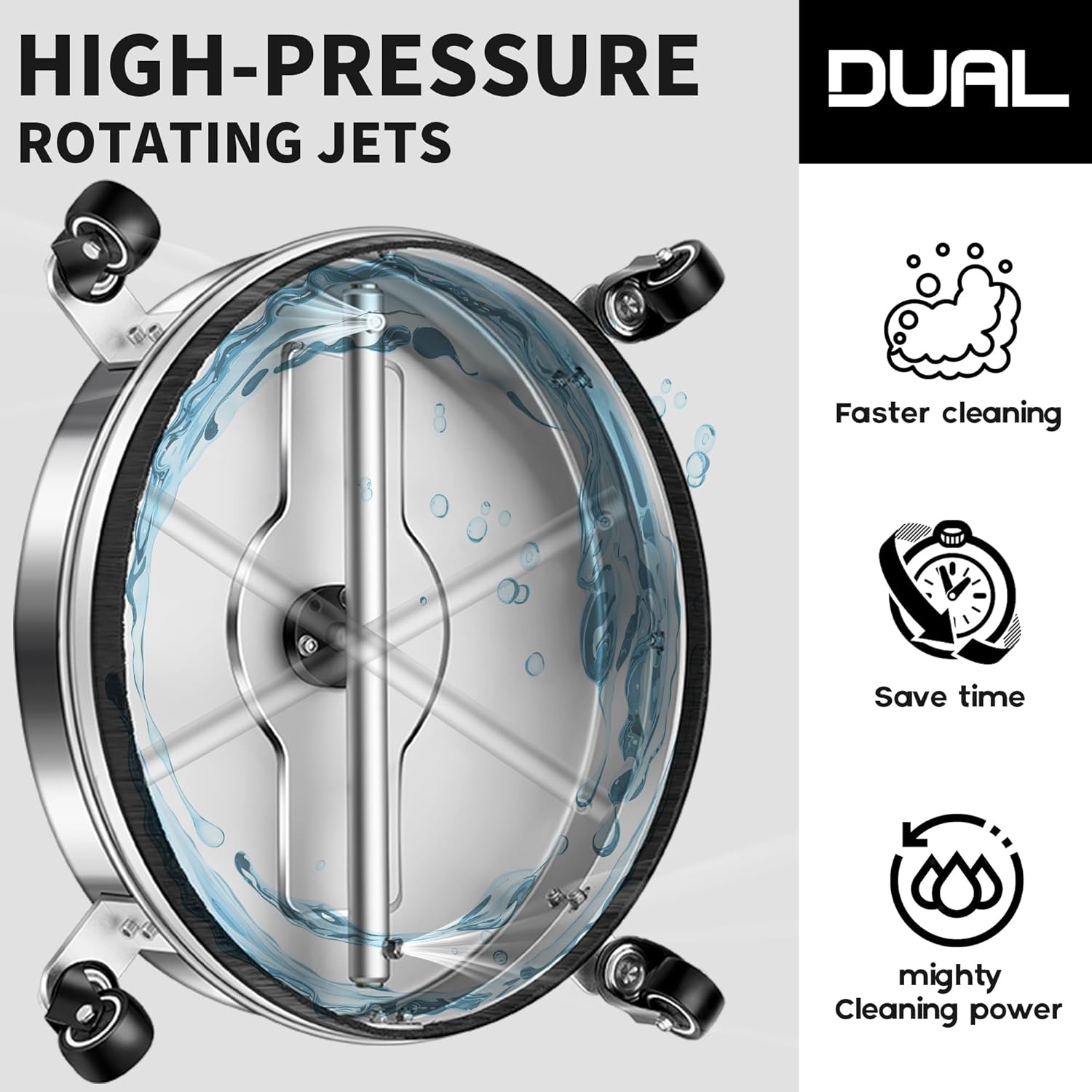 LidoDola 14 Inch Pressure Washer Surface Cleaner with Wheels for Concrete Patio Deck
