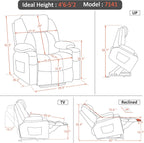 MCombo Power Lift Recliner Chair for Elderly with Heat Massage USB Cup Holders