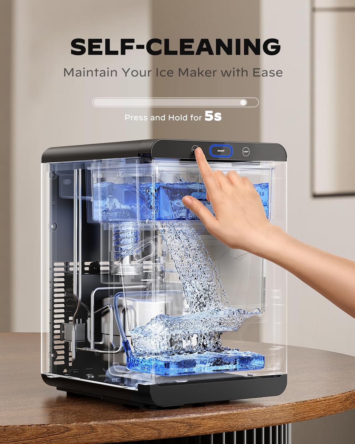 Silonn Nugget Ice Maker Countertop 44lbs Daily Stainless Steel Ice Machine
