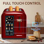 SEEDEEM 4 Slice Touch Screen Toaster LCD Display 7 Shade Settings Wide Slots 1800W