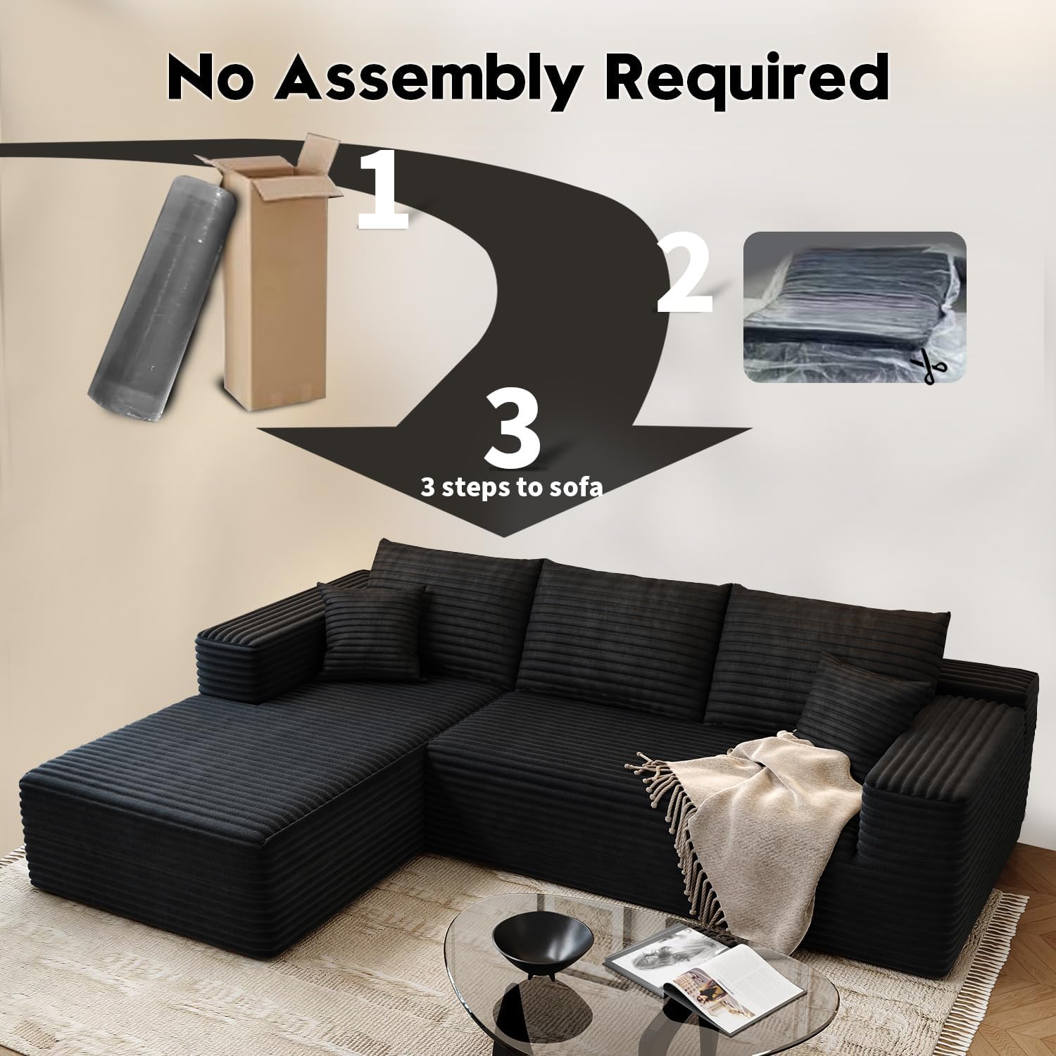 Settab Cloud Modular Sectional Sofa U Shaped Deep Seat Living Room Couch