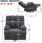 Eiayeebil Oversized Swivel Rocker Recliner Chair Extra Wide Manual Recliner
