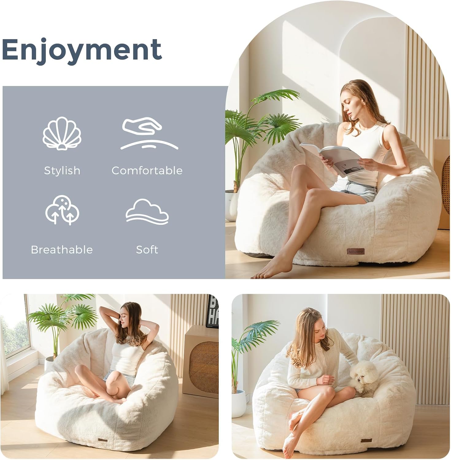 MAXYOYO Giant Bean Bag Chair Oversized Faux Fur Sofa for Adults Kids