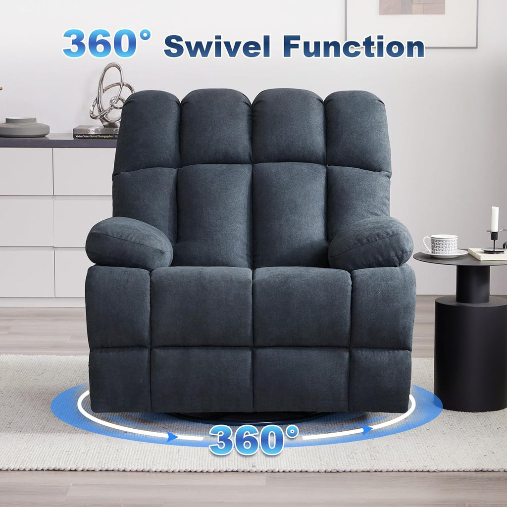 Eiayeebil Oversized Swivel Rocker Recliner Chair Extra Wide Manual Recliner