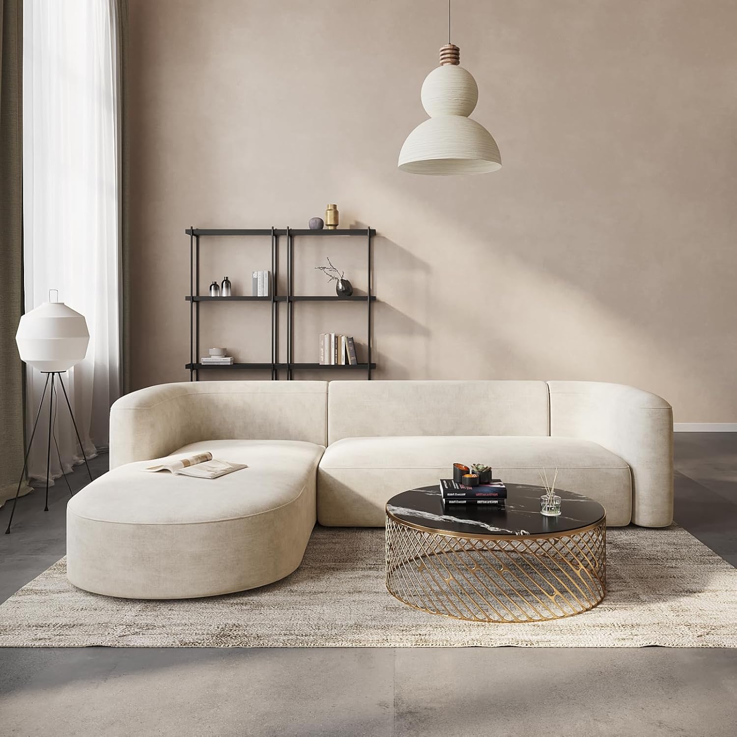 Acanva Luxury Velvet Sofa 3 Seater Modern Curved Back Couch for Living Room