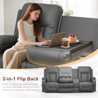 YONISEE 3 Seat Recliner Sofa Large Manual Reclining Couch with Storage Console